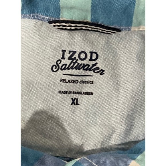 Izod‎ Saltwater Blue Box Button-up, XL, #496-S - Picture 4 of 4